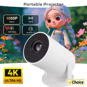 1080P White  Projector: 270° Adjustable LED | Portable for Android, USB TV Stick, Laptop | Home & Outdoor Movie Screen"