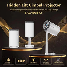 Load image into Gallery viewer, X5 Mini Projector Android 13.0 350ANSI 1080P 4K video Supported Dual WIFI BT Outdoor Portable Rotable Cinema Beam Projector
